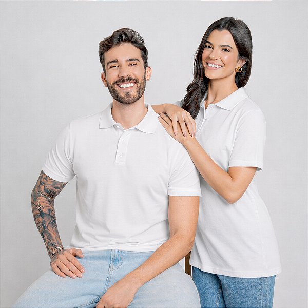Camiseta Polo Adulto Branca Unissex
