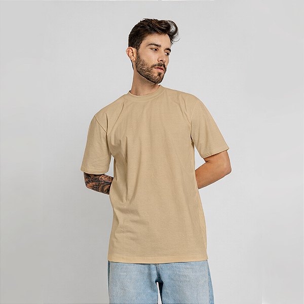 Camiseta Oversized Unissex Algodão Caqui Streetwear