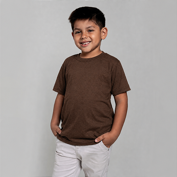 Camiseta Básica Algodão Infantil Unissex Marrom