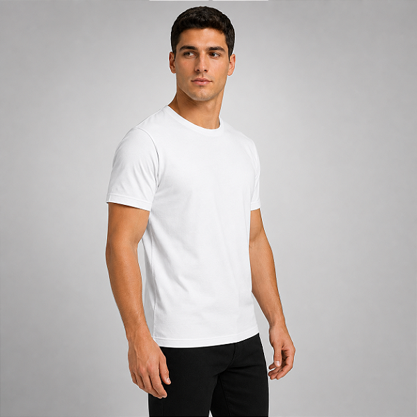 Camiseta Básica Algodão Penteada Adulto Unissex Branca