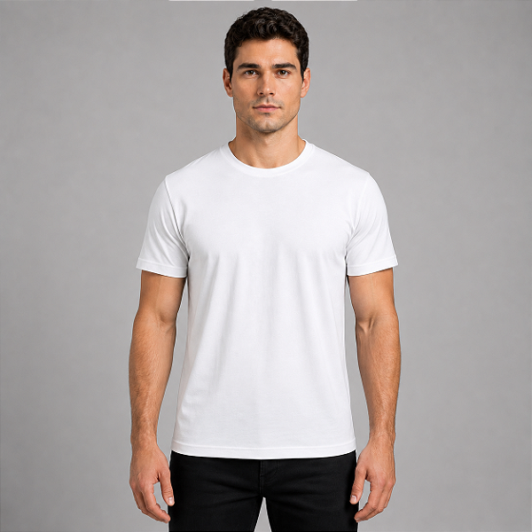 Camiseta Básica Algodão Peruano Adulto Unissex Branca