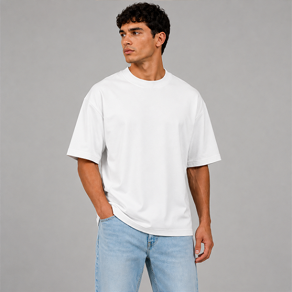 Camiseta Oversized Suedine Adulto Unissex Branca