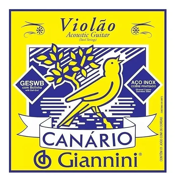 Encordoamento Violão Giannini Canário Aço C/ Bolinha - Média