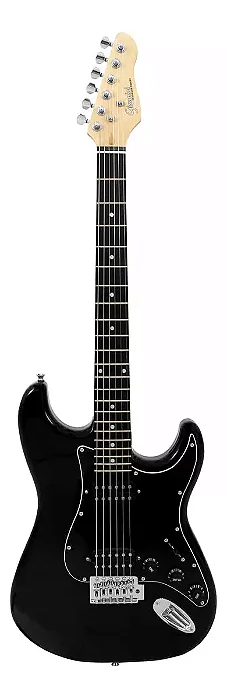 Guitarra Elétrica Giannini G-102 Black brilhante com escudo Black BK/BK