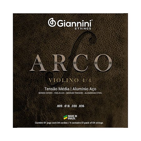 Encordoamento para Violino 4/4 Giannini Arco Alumínio Aço GEAVVA Média