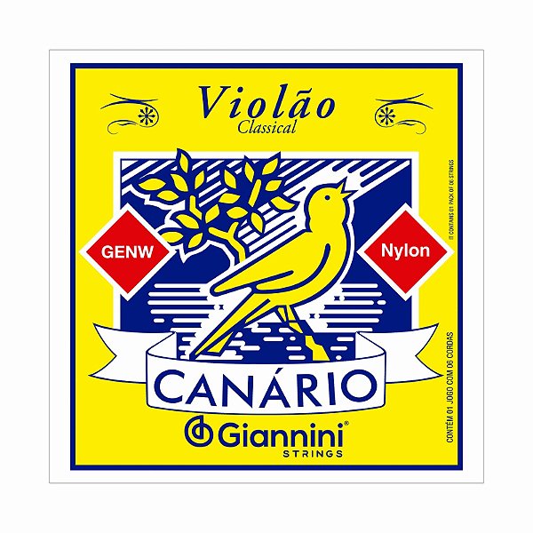 Encordoamento para Violão Náilon 6 cordas Giannini Canário GENW Média sem bolinha