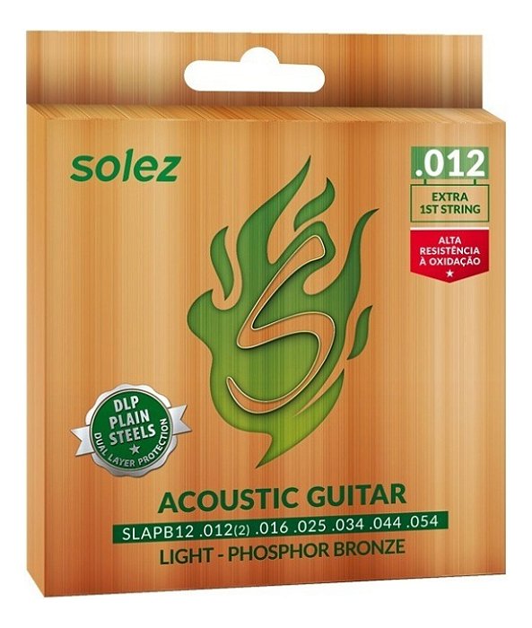 Encordoamento P/ Violão Aço 012 Solez Slapb12 Fosforo Bronze