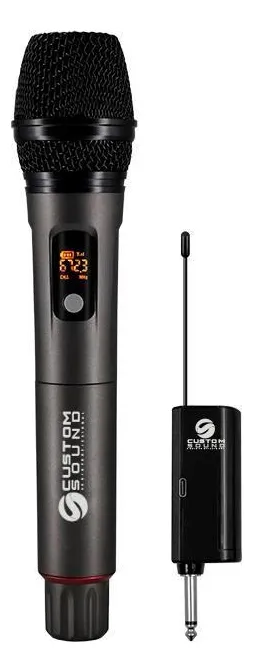 Microfone Sem Fio Custom Sound Cw70 Uhf Mão Recarregavel Usb