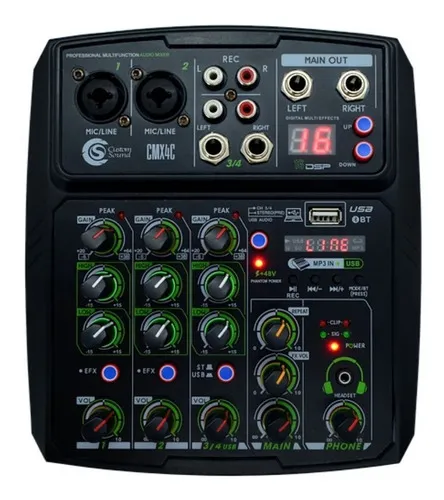 Mesa De Som 4 Canais Usb Bluetooth Custom Sound Cmx4c Bivolt