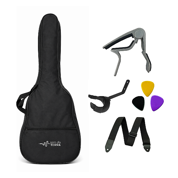 Kit Completo para Violão Clássico – Capa Simples + Suporte de Parede + Capotraste + 3 Palhetas  Tudo o que você precisa