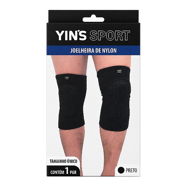JOELHEIRA DE VOLEI NYLON PRETA 1 PAR