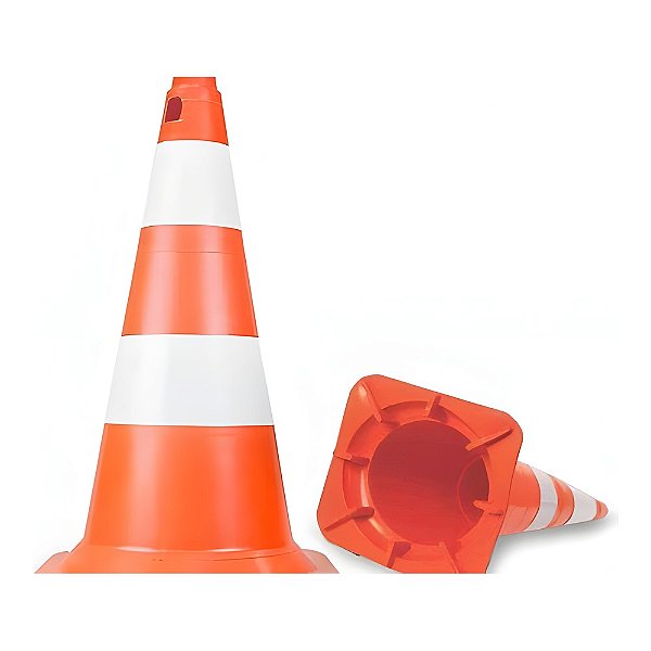 CONE LARANJA E BRANCO 50 CM