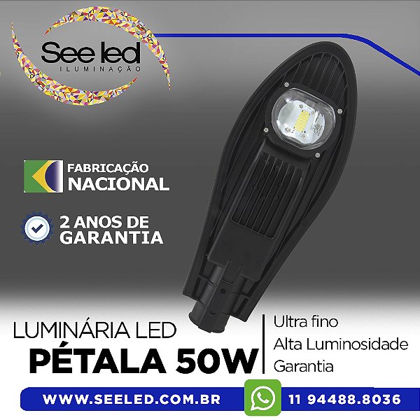 Luminária LED Pétala para Poste 50w | Bivolt | IP66 | 5.000Lm | Branco Frio 6.500k