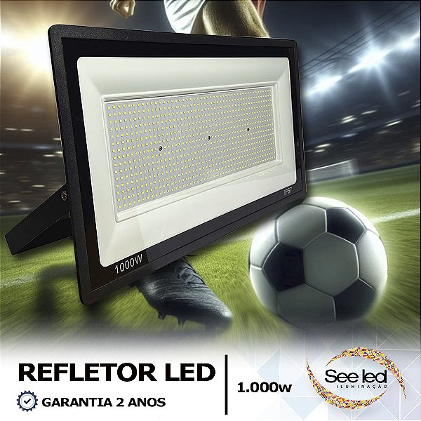 REFLETOR LED SMD 1.000W | BIVOLT | RESISTENTE À ÁGUA IP67 | 80.000LM | 6.500K BRANCO FRIO