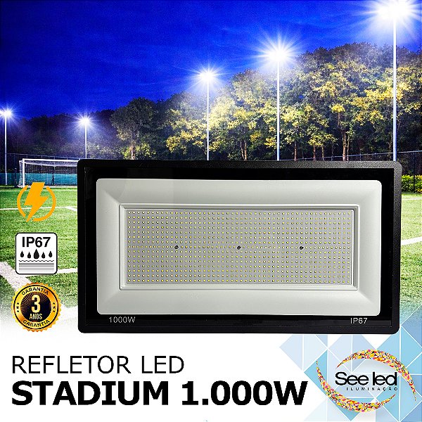 Refletor LED STADIUM SMD 1.000w | Bivolt | IP67 | 80.000 Lúmens | 6.500k | LINHA COMERCIAL