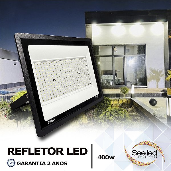 REFLETOR LED SMD 400W | BIVOLT | RESISTENTE À ÁGUA IP67 | 44.000LM | 6.500K BRANCO FRIO