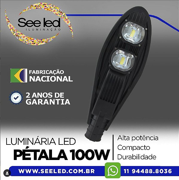 Luminária LED Pétala para Poste 100w | Bivolt | IP66 | 10.000Lm | Branco Frio 6.500k