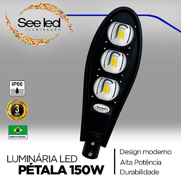 Luminária LED Pétala para Poste 150w | Bivolt | IP66 | 15.000Lm | Branco Frio 6.500k