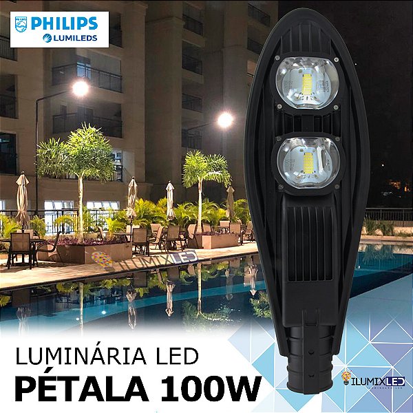 Luminária LED Pétala para Poste 100w | Bivolt | IP66 | 14.000Lm | Branco Frio 6.500k | LINHA PREMIUM