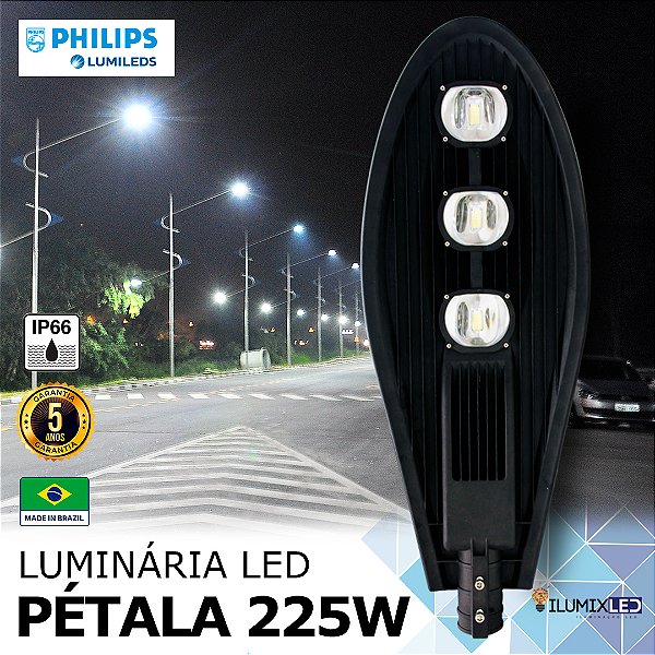 Luminária LED Pétala para Poste 225w | Bivolt | IP66 | 31.500Lm | Branco Frio 6.500k | LINHA PREMIUM