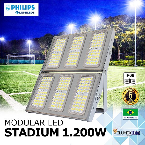 MODULAR LED STADIUM 1.200w Modular | Bivolt | IP66 | 192.000 Lúmens | LED PHILIPS | LINHA PROFISSIONAL