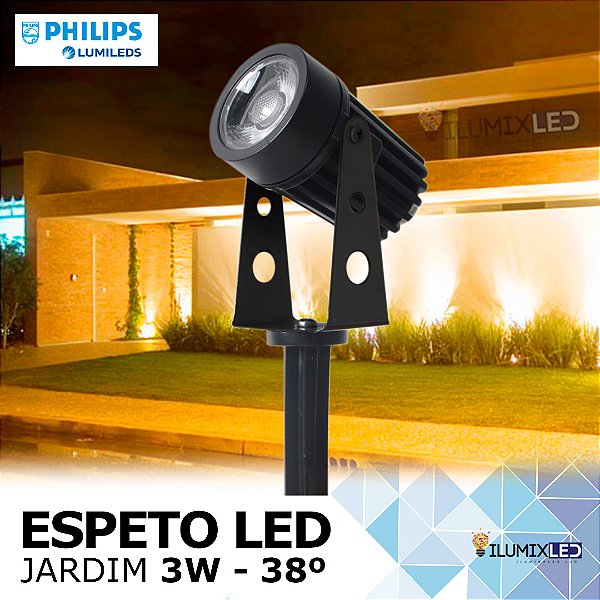 LUMINÁRIA ESPETO LED PARA JARDIM 5w | Foco 38º | Bivolt | IP65 Resistente à água | LED CHIP PHILIPS
