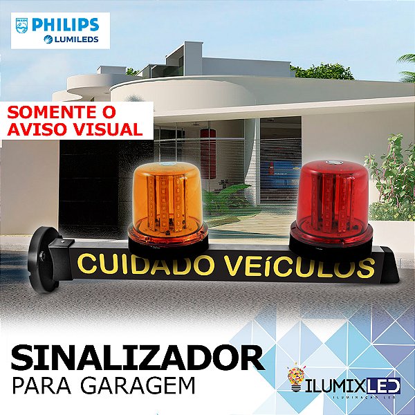 Sinalizador LED Para Garagem | GIROLED | AVISO VISUAL | Bivolt | IP65 Resistente à Água | 360º | LED PHILIPS
