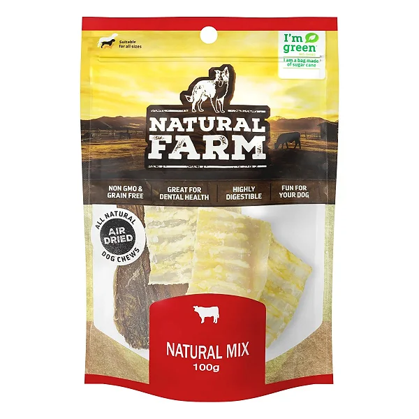 Petisco Cães Pacote Natural Mix Mordedores 100% Natural 100g Natural Farm