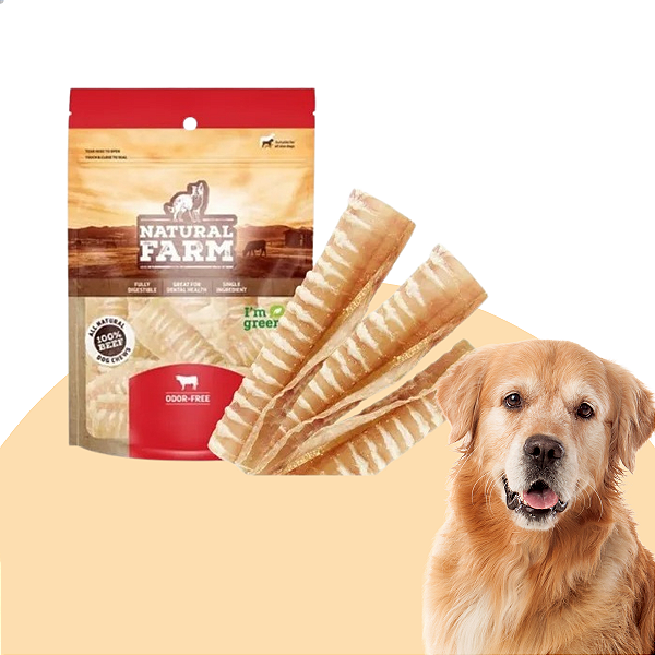 Petisco Mordedor P/ Cães Traqueia Bovina 6' Natural Farm 3un
