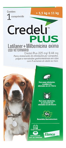 Antipulgas E Vermes Credeli Plus Cães 5,5kg Até 11kg Elanco