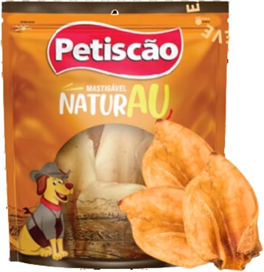 Petisco Orelha Bovina Cães Mordedor Natural Petiscão C/5 Un