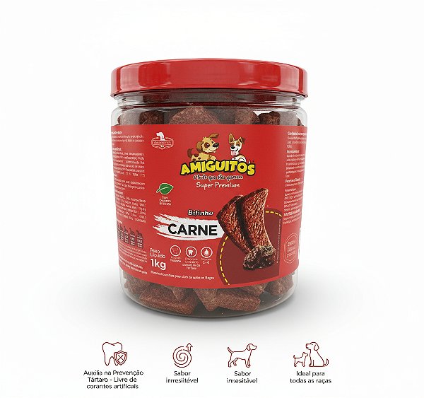 Petisco Cães Bifinho Amiguitos 1kg Proteína Saúdavél