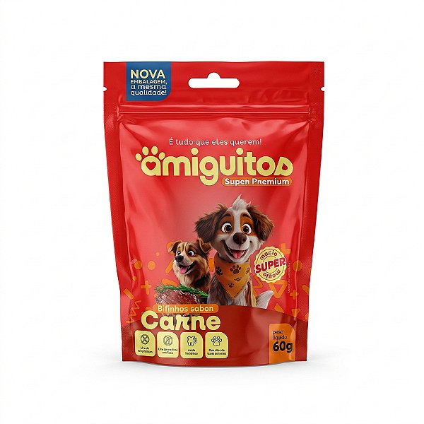 Sache Bifinhos Amiguitos Carne 60g Super Premium Cães
