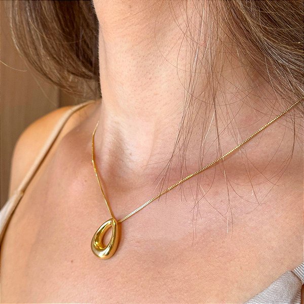 Colar IsaLuz Gota Vazada Banhado em Ouro 18k
