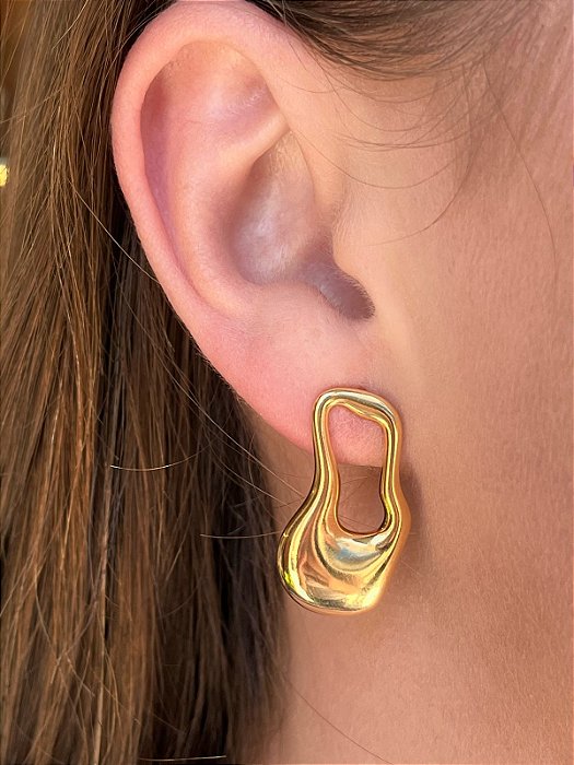 Brinco IsaLuz Orgânico Derretido Banhado em Ouro 18k