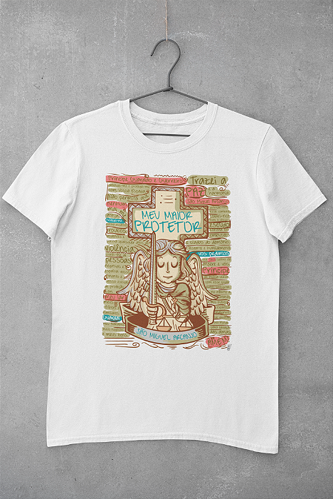 Camiseta Feminina de Algodão Estampada São Miguel Arcanjo