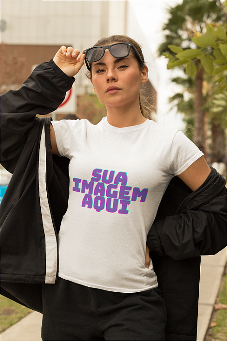 Camiseta Feminina Branca de Algodão Estampa Personalizada