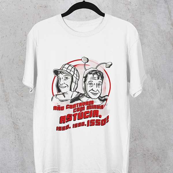 Camiseta Masculina Branca de Algodão Estampada Chapolin Colorado