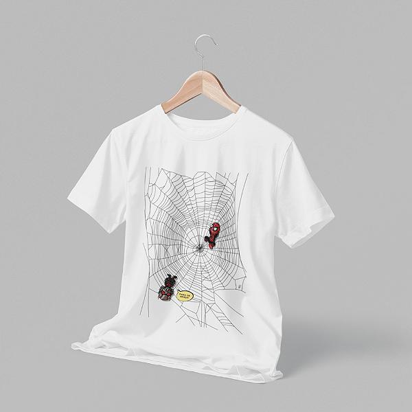 Camiseta Masculina Branca de Algodão Estampada Homem Aranha