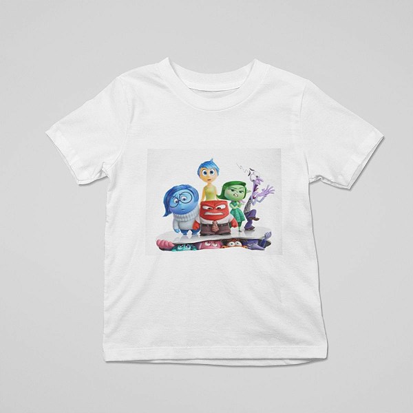 Camiseta Infantil  Branca de Algodão com Estampa Divertidamente