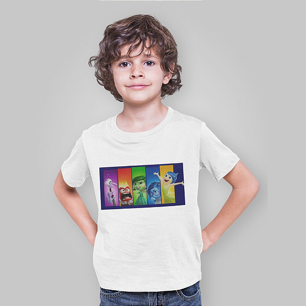 Camiseta Infantil  Branca de Algodão com Estampa Divertidamente