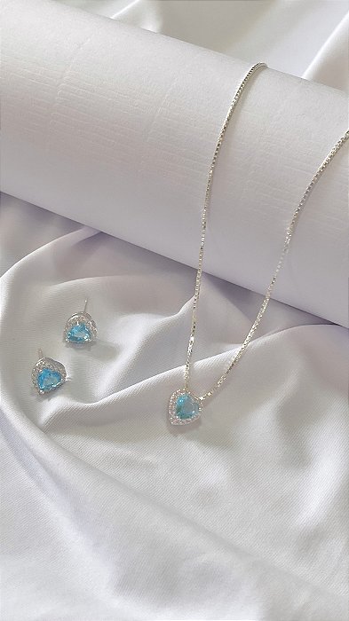 CONJUNTO DE PRATA 925 -AZUL