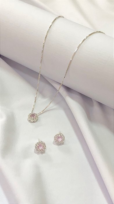 CONJUNTO DE PRATA 925-ROSA
