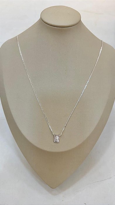 Escapulário Sagrado Coração - 70cm - Prata 925