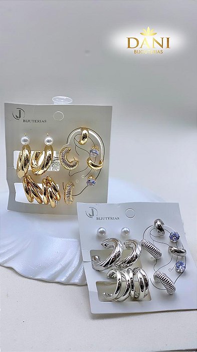 Kit 6 pares de brincos modernos