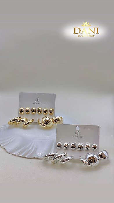 Coleção Gotas de Luxo - Kit com 6 Pares de Brincos