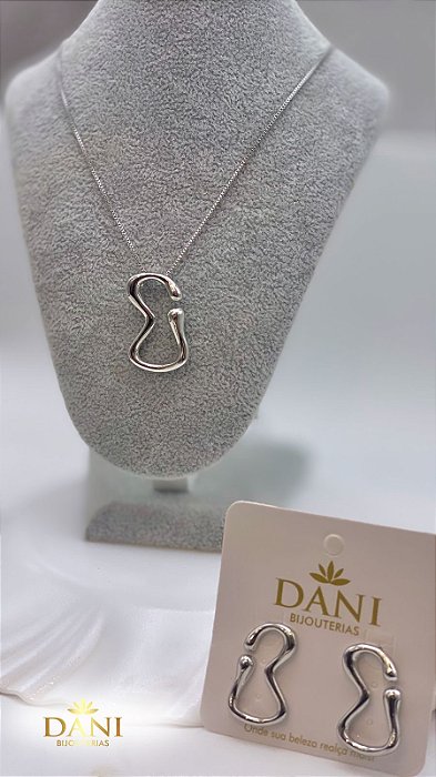 Conjunto Elegance Abstrato - Colar e Brinco