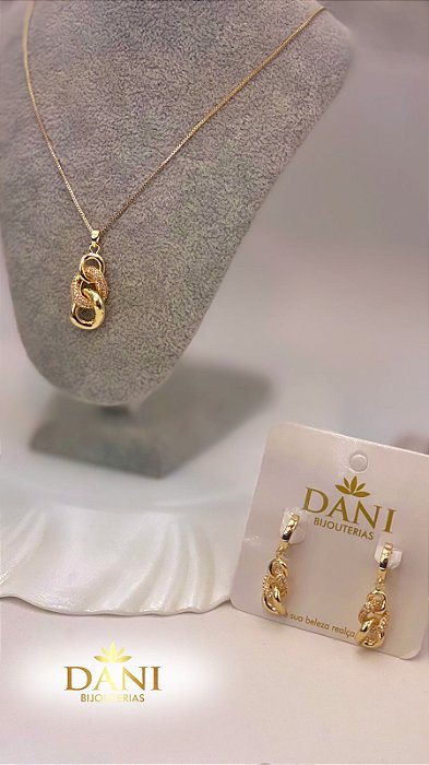 Conjunto Elos de Brilho – Colar e Brincos