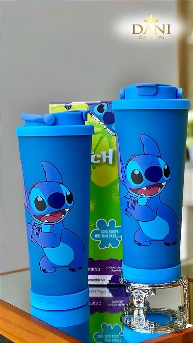 Copo Shake Stitch Disney 850ml – Zona Criativa com Tampa Antivazamento