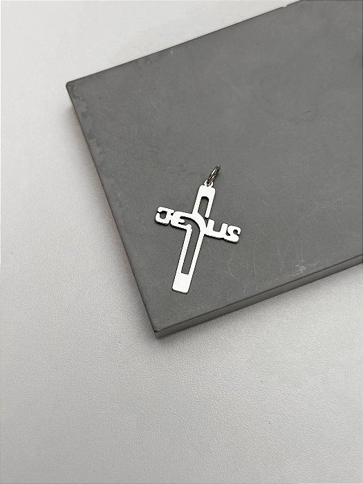 Pingente Cruz com Nome de JESUS - Prata 925